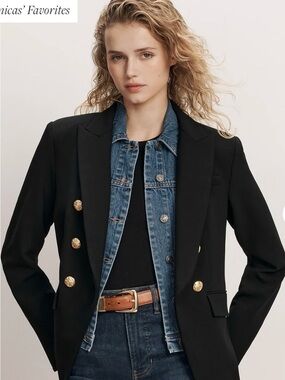 New Veronica Beard Miller Dickey Blazer Black Gold Buttons Size 00 Tailored NWOT